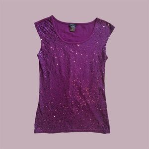 Ann Taylor purple sequined top XS